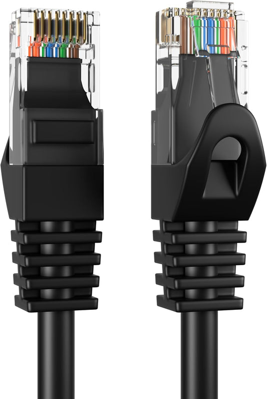 Black 50Ft Cat6 Ethernet Network Cable RJ45 Internet Modem Patch Cord