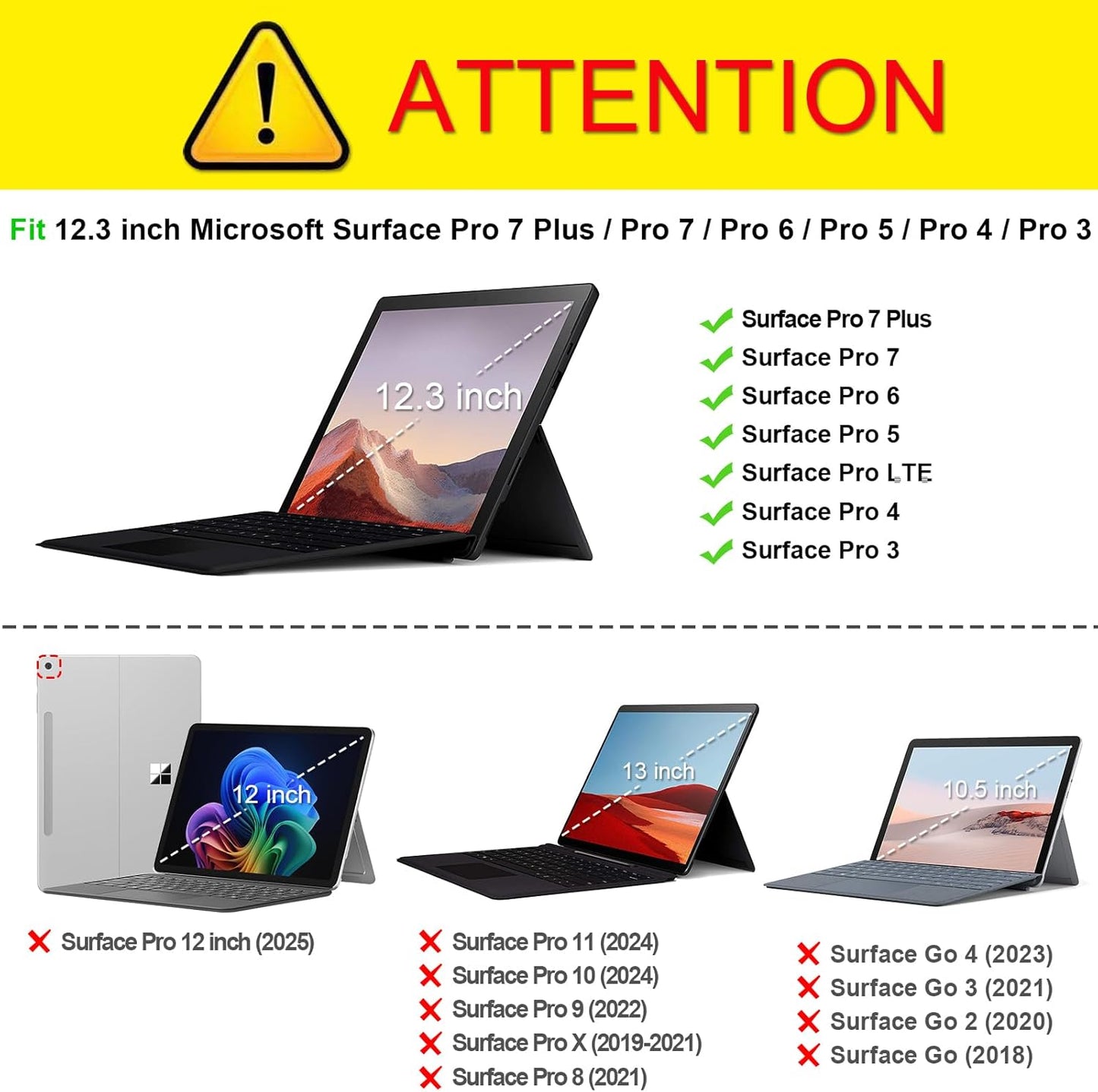 Case for 12.3 Inch Microsoft Surface Pro 7 Plus, Surface Pro 7, Surface Pro 6, Pro 5, Pro 4, Pro 3 - Portfolio Business Cover with Pocket, Compatible with Type Cover Keyboard, Purple